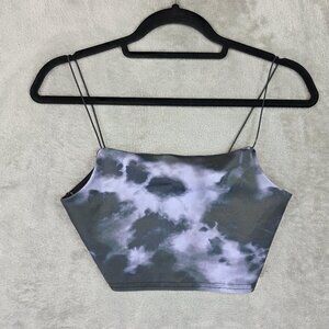 Topshop Tank Top Womens 6 Gray Square Neck Abstract Print Cami Petite Stretch